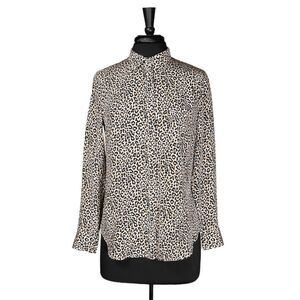 J. Crew Women's Shirt Button Up Animal Print Silk Long Sleeve Blouse Top Size S